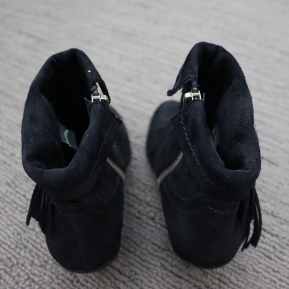 SAM EDELMAN Louie Black Suede Fringe Cowboy Bootie Size 7.5 - Picture 5 of 9